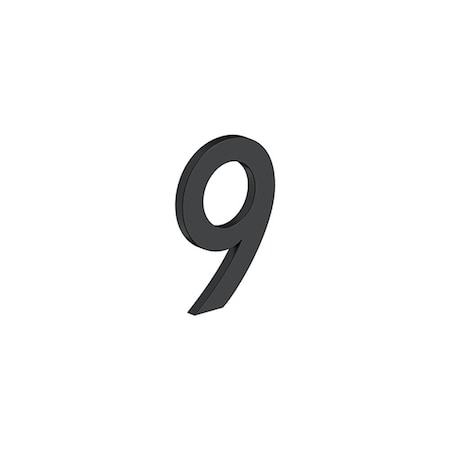 Deltana 4 Stainless Steel House Number 9 with Risers Black Finish RNB9U19